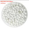 Круглые пластиковые бусины-разделители из искусственного жемчуга своими руками, белые, 3–14 мм, 5–600 шт.
