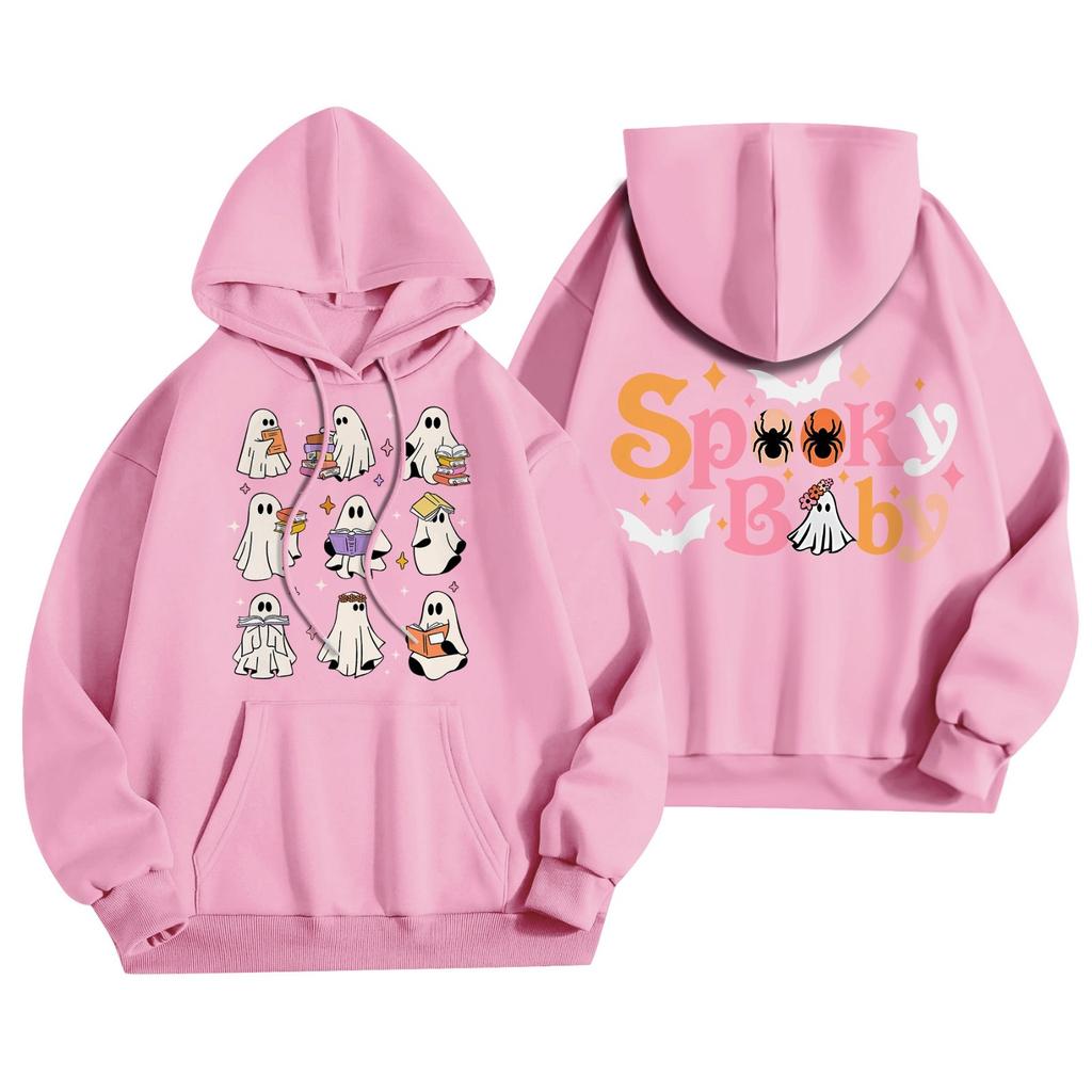 Женская мода, легкий женский свитер с длинными рукавами и карманами, толстовка с капюшоном на Хэллоуин