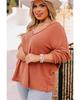 Azura Exchange Gold Flame Plus Size Exposed Seam V Neck Long Sleeve Top
