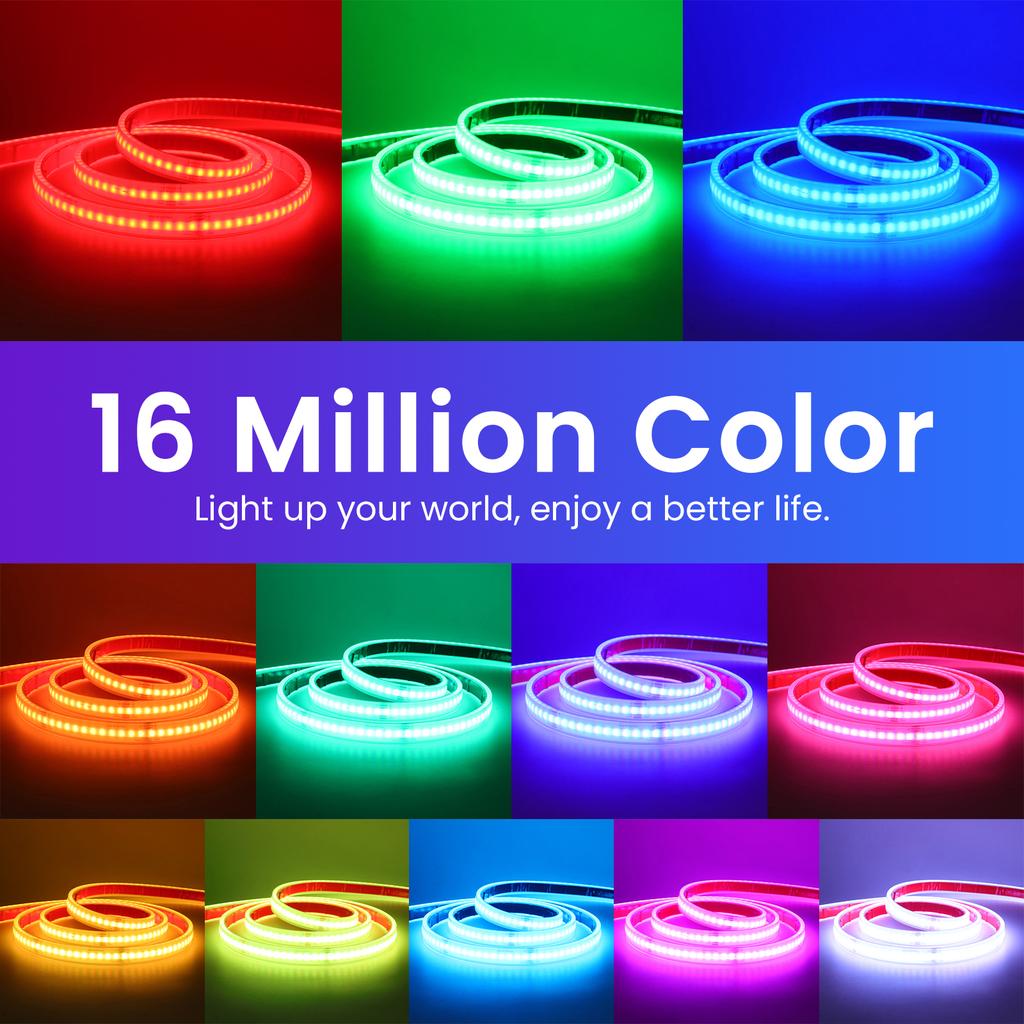 12В 24В RGB COB Светодиодная лента WiFi Bluetooth Пульт ДУ IP68 Водонепроницаемая 576 светодиодов/м Высокая яркость FOB Светодиодная лента Диод Декор Сада