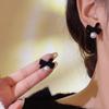 ribbon earrings pearl 2 pieces for both ears Smaller cute black ribbon bow knot birthday present invited party Affordable price trend accessories