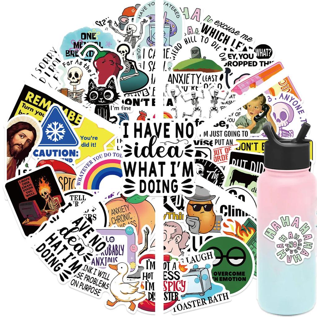 50PCS Funny Snarky Meme Stickers Cartoon Decals Decoration DIY Notebook Fridge Phone Bike Laptop Guitar Graffiti Kids Toys
