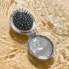 Round Pocket Mirror with Comb Dual Use Massage Hair Brush Simple Folding Air Bag Comb  Travel