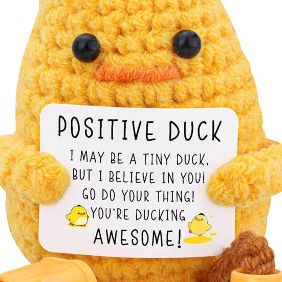 Вязаная крючком уточка, украшение ручной работы, длинноногая уточка, кукла, компаньон для стола, позитивная утка, вдохновляющий подарок для женщин и мужчин, наполнители для рождественских чулок