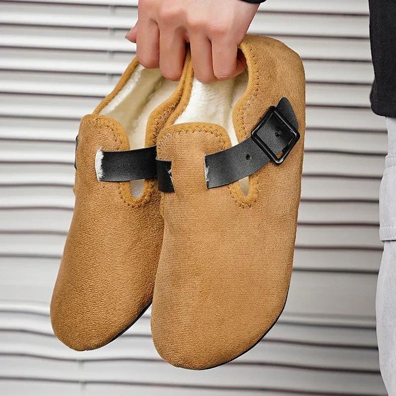 Модные зимние парные теплые хлопковые тапочки в клетку с запахом носка, шлепанцы на толстой мягкой подошве, мужские и женские домашние нескользящие туфли на плоской подошве