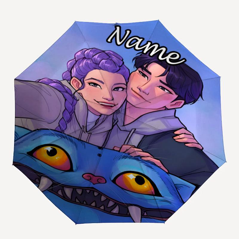 Personalized Name K-KPop Demon Hunters Print Umbrella - Automatic Open/Close, Eight-Rib Durable Frame, Automatic Folding Umbrella