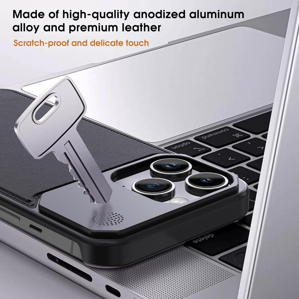 Для iPhone 13 Pro Max Магнитный чехол Кожа+Рамка из алюминиевого сплава Безрамочный Ароматерапевтический чехол для телефона