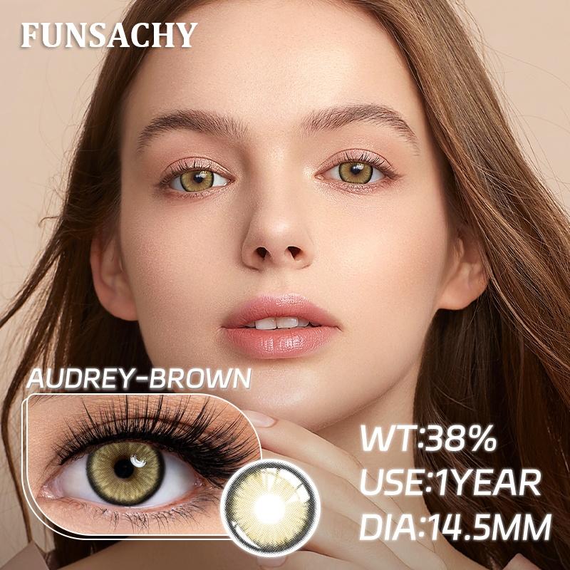 FUNSACHY 2pcs New Colored Lenses for Eyes Black Pupil Natural Contact Lenses Brown Gray Colorful Cosmetic Lens Fast Shipping
