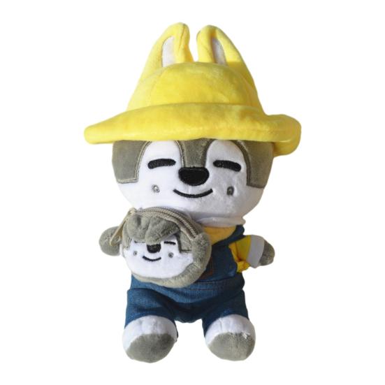 Cartoon Animal Plush Toy with Removable Clothes Backpack Pig Fox Chick Wolf Bear Cat Rabbit Dog Plushie Stuffed Animal Doll Band Fans Gift