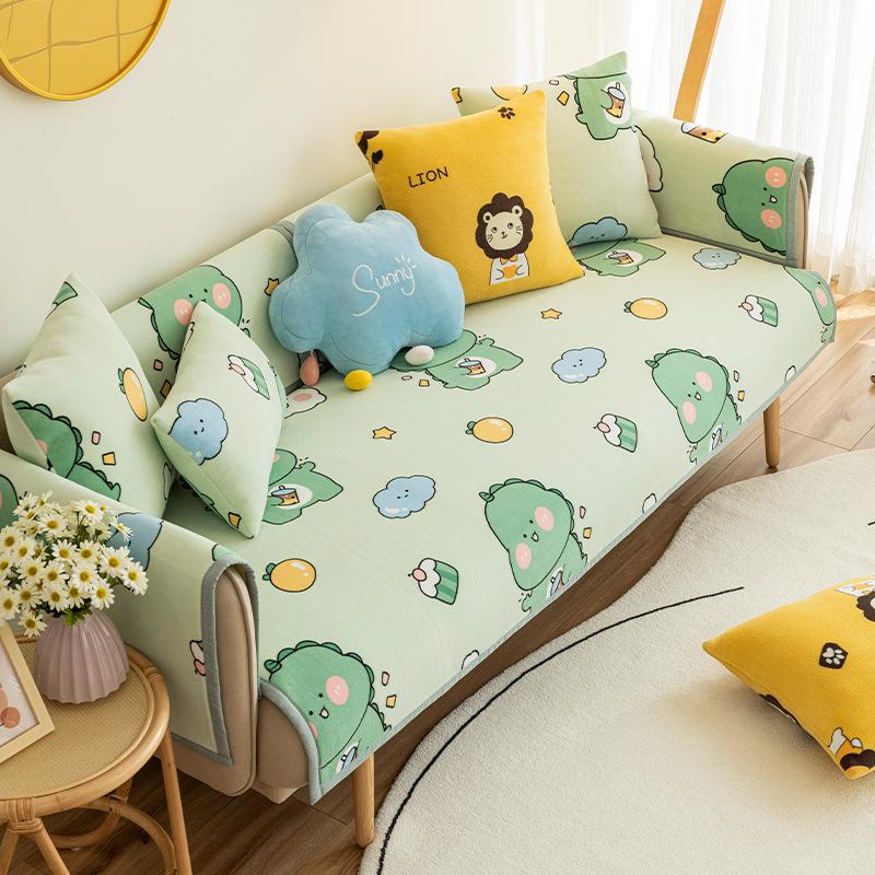Зимняя плюшевая утолщенная диванная подушка из молочного волокна, милая подушка для девочек, универсальный чехол для дивана, универсальное универсальное полотенце