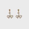Korean Pearl Bow Clip-On Earrings - Elegant & Versatile Design