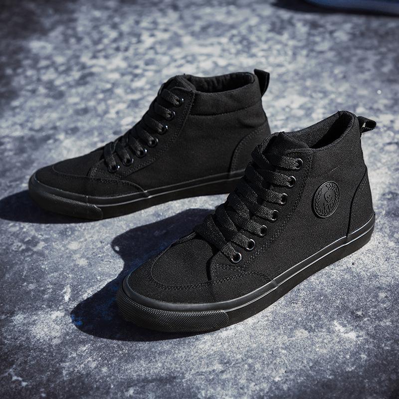 Парусиновые туфли мужские высокие четырехсезонные туфли дышащие мужские туфли универсальные маленькие белые туфли повседневные спортивные на шнуровке молодежные модели