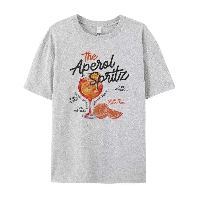 Aperol Spritz Ретро Коктейль Графические Футболки Женские Милые Алкогольные Напитки Футболки Свободные Хлопковые Футболки С Напечатанным Изображением Унисекс Винтажный Топ Подарок