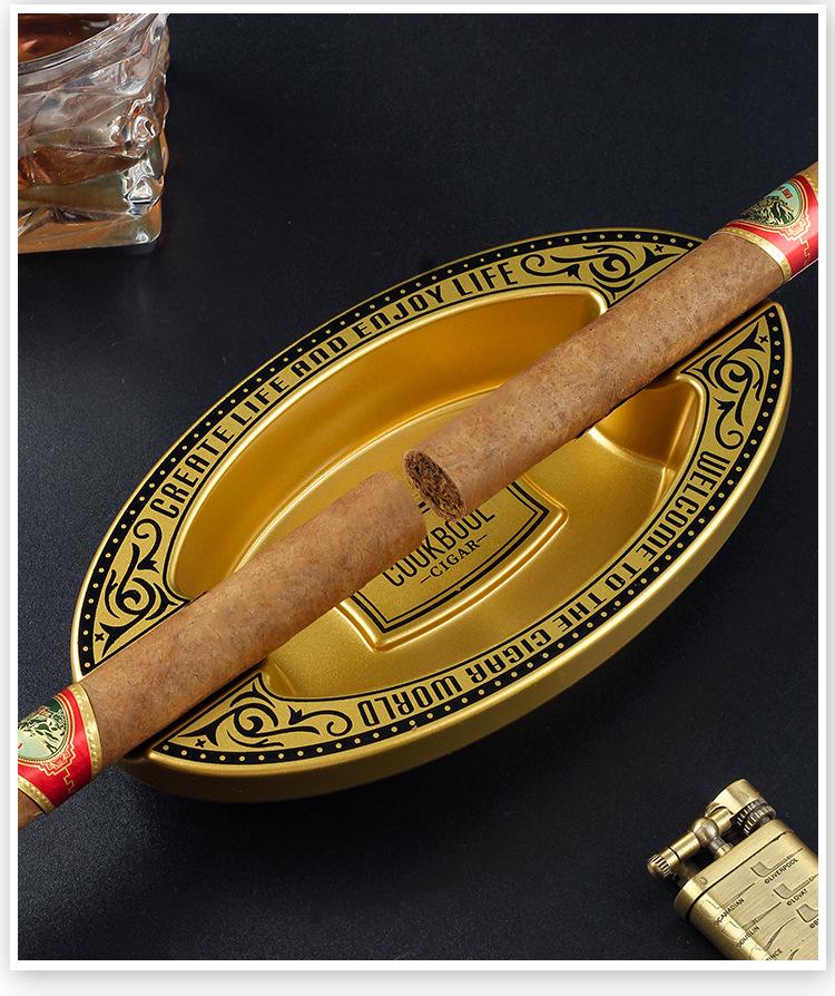 Elegant Dual Slot Melamine Cigar Ashtray - Lightweight and Portable Smoking Accessory
