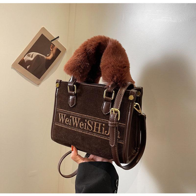 Изысканная сумка через плечо с вышитыми буквами, новая осенне-зимняя женская сумка через плечо из искусственного бархата в стиле пэчворк, шикарная сумка для поездок на работу