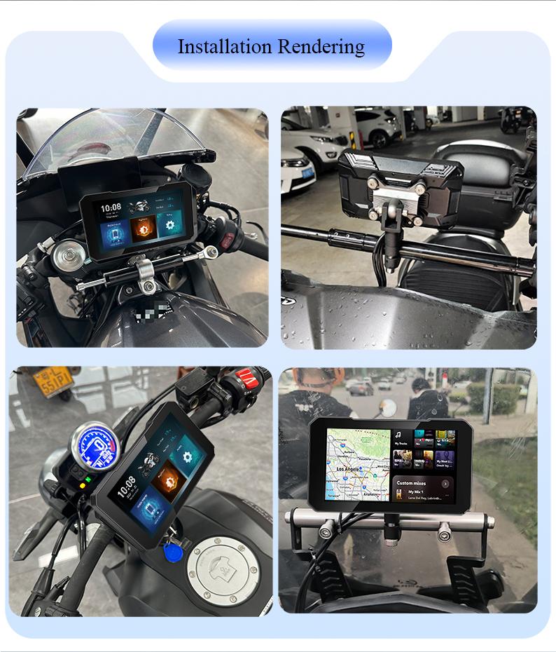 IP67Waterproof Touch Screen GPS Navigator Mirror Link Android Auto 5" Carplay Screen Worldwide Map for Motorcycle
