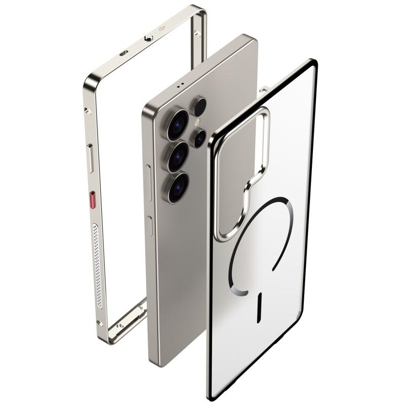 Metal Frame Phone Case S25 Ultra Plus S24 S23 Matte Back Shockproof Anti-fingerprint