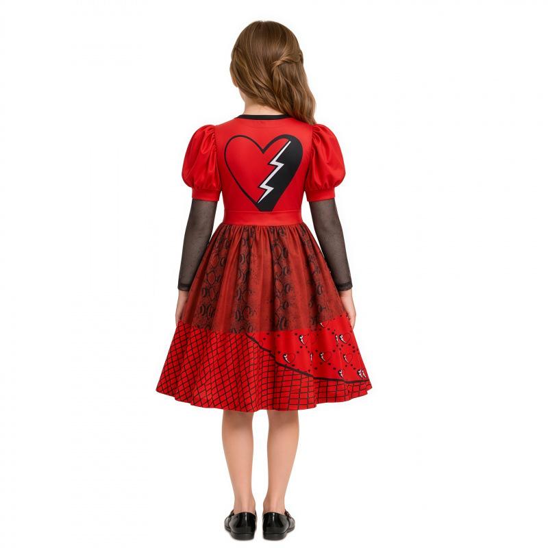 Descendants 4 Little Red Rise Cos Dress Girls Red Princess Dress Birthday Party Cosplay Dress