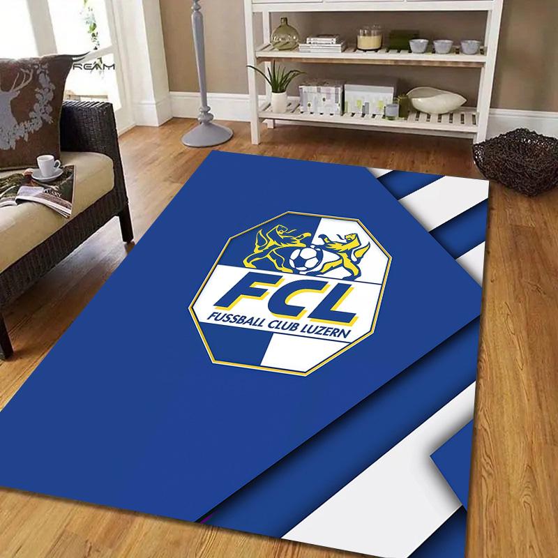 FC Luzern Flannel Pattern Square Carpet,Area Rug,Carpet Rug for Living Room Bedroom Sofa Playroom Decor,Non-slip Floor Mat