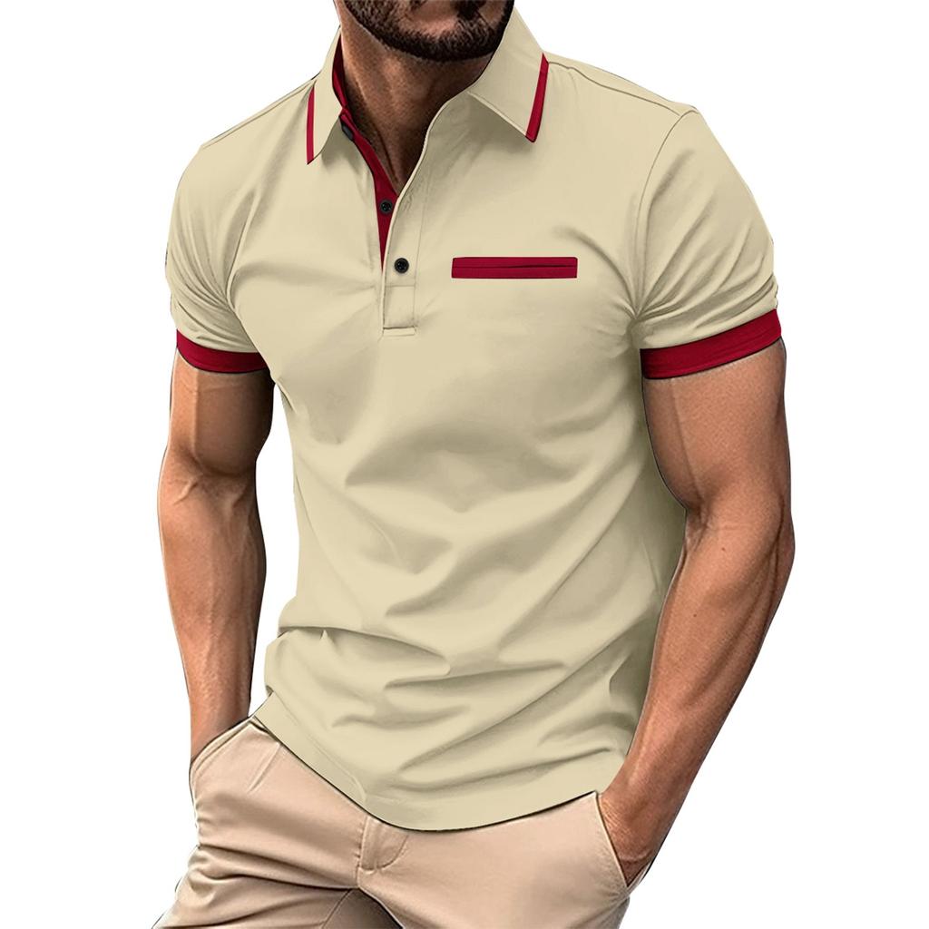 Men's Spring Solid Color Short Sleeve Lapel Shirt Men's Casual Fashion Shirt
