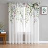Spring Watercolor Plant Flower Eucalyptus Leaves Sheer Curtains Living Room Decoration Window Curtain Kitchen Tulle Voile Drapes