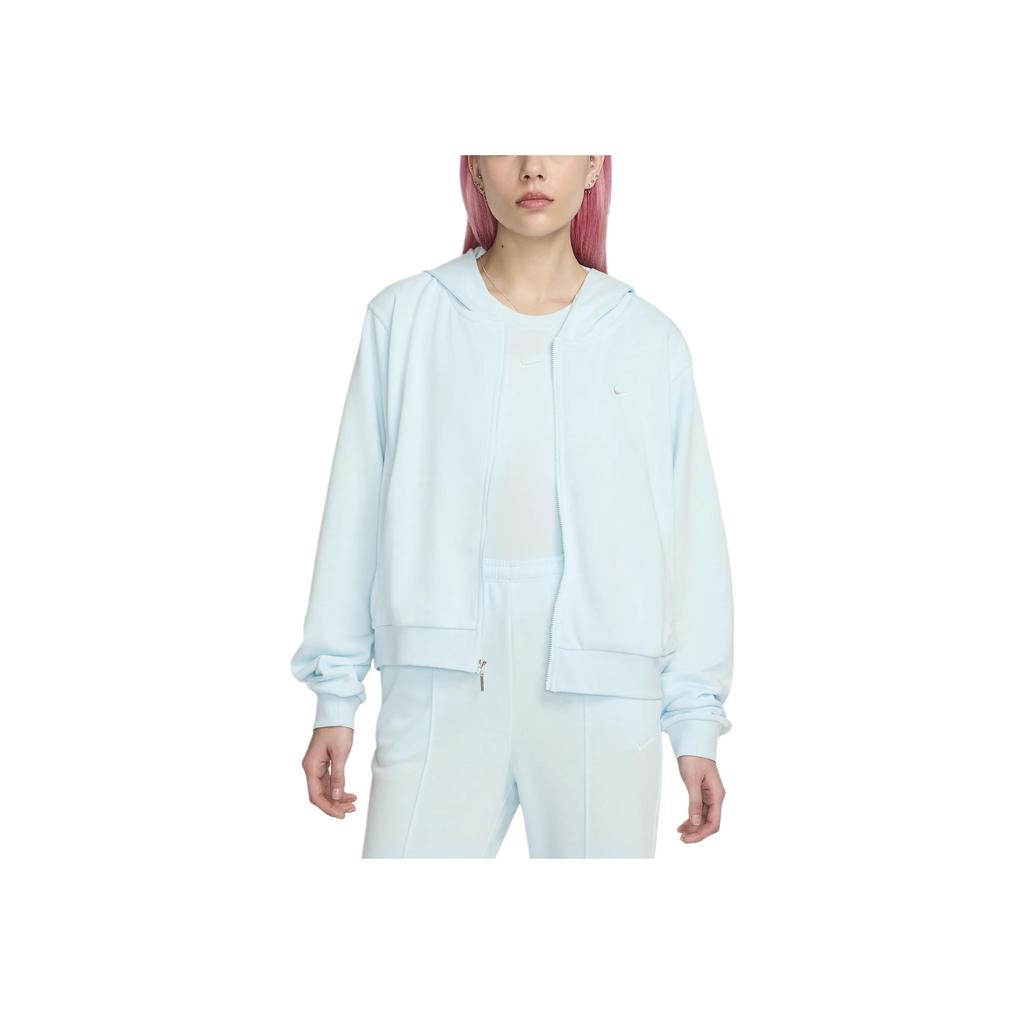 Nike Sportswear Chill Terry Solid Loose French Style Comfortable Sweatshirt Women Tops Glacier-Blue FN2415-474