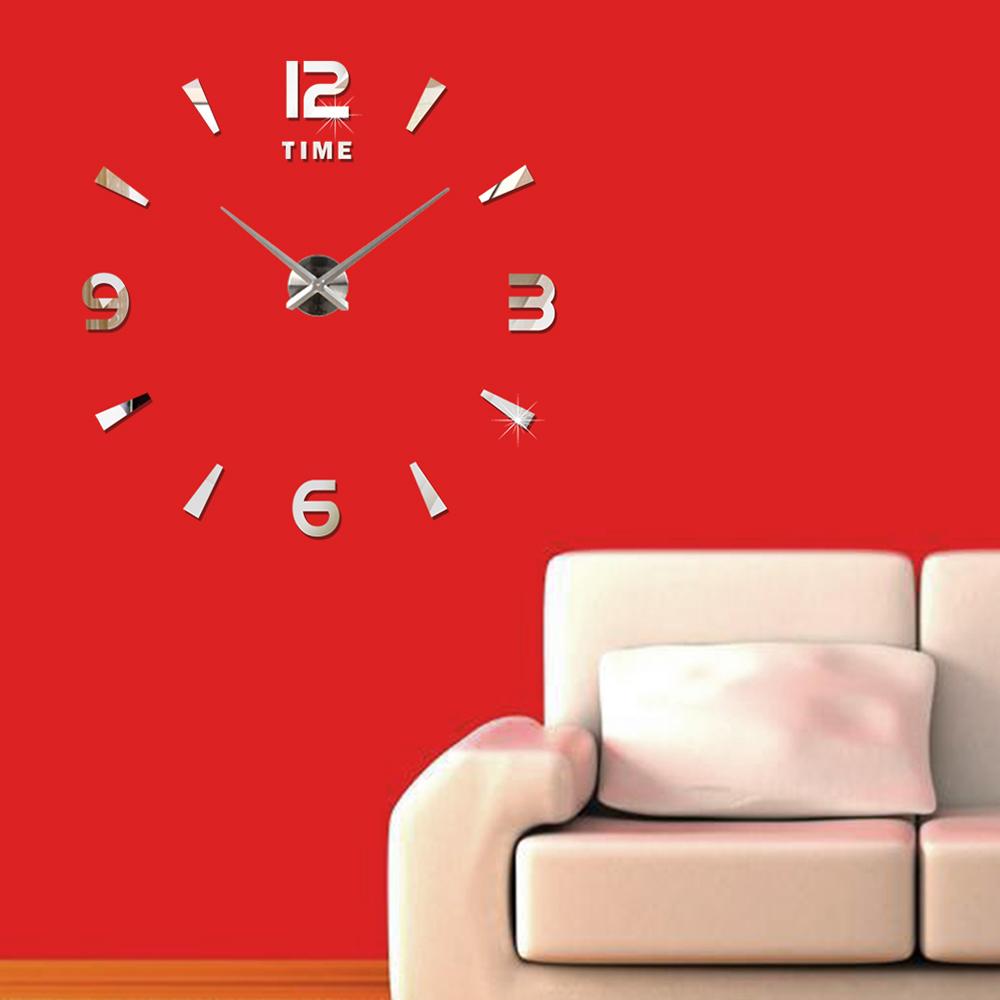 DIY Wall Clock Frameless 3D Mirror Wall Clock Large Mute Wall Stickers for Living Room Home Decorations
