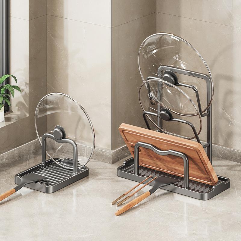 Floor Standing Pan Pot Lid Holder Stand Rack Spoon Rest Pot Lid Spatula Soup Spoon Storage Shelf Pot Lid Rack Kitchen Storage