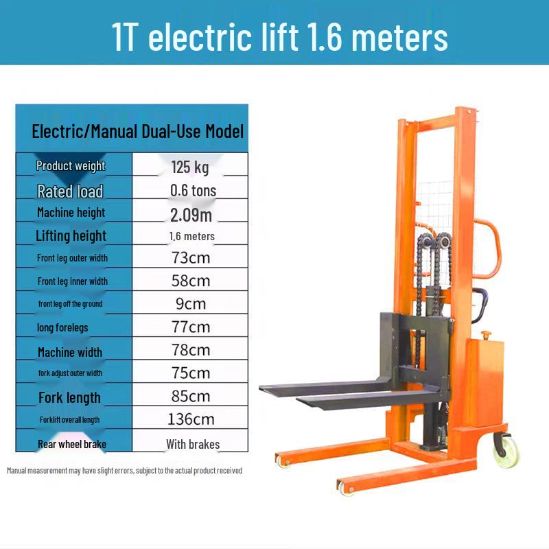 Manual & Electric Hydraulic Stacker Forklift for 1T-2T Lifting, Loading, and Unloading