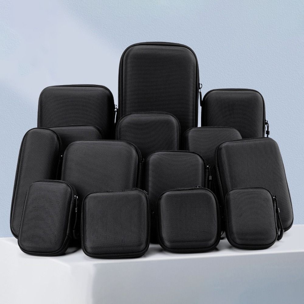 Новый жесткий чехол для хранения EVA Мини портативный чехол для наушников на молнии Черный защитный чехол для хранения Зарядный кабель