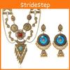 Style Simulation Ethnic Gemstone Decoration Women Necklace And Earring Set