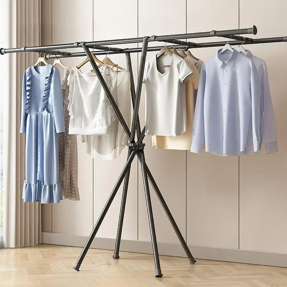 Foldable Clothes Hanger Floor Type Quickly Folding Household Drying Rack Indoor Balcony X-shaped Outdoor Simple Clothes Rack