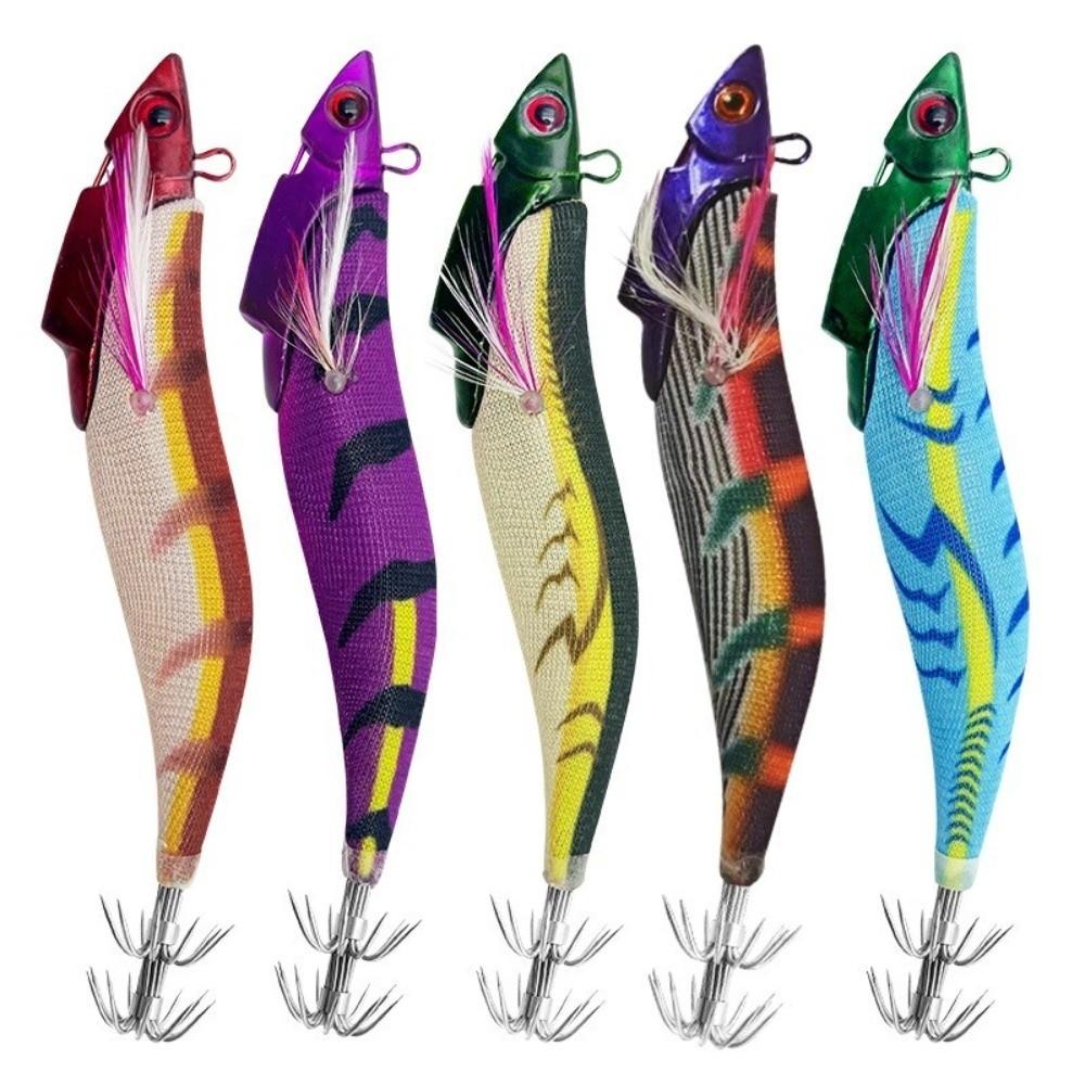 39g Weight Wooden Fishing Lure Sinking Design Shrimp Squid Lure Sinking Bait Lure Outdoor Fishing