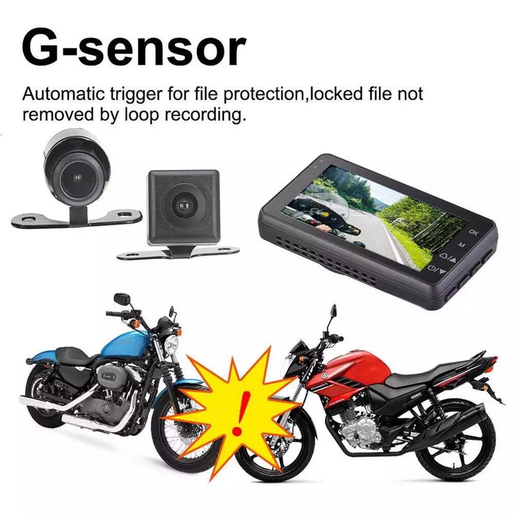 2025 New Motorcycle 3 Inch DVR HD Screen Motorcycle Driving Recorder Front and Rear Camera Dual Video Loop Recording IP65 Waterproof