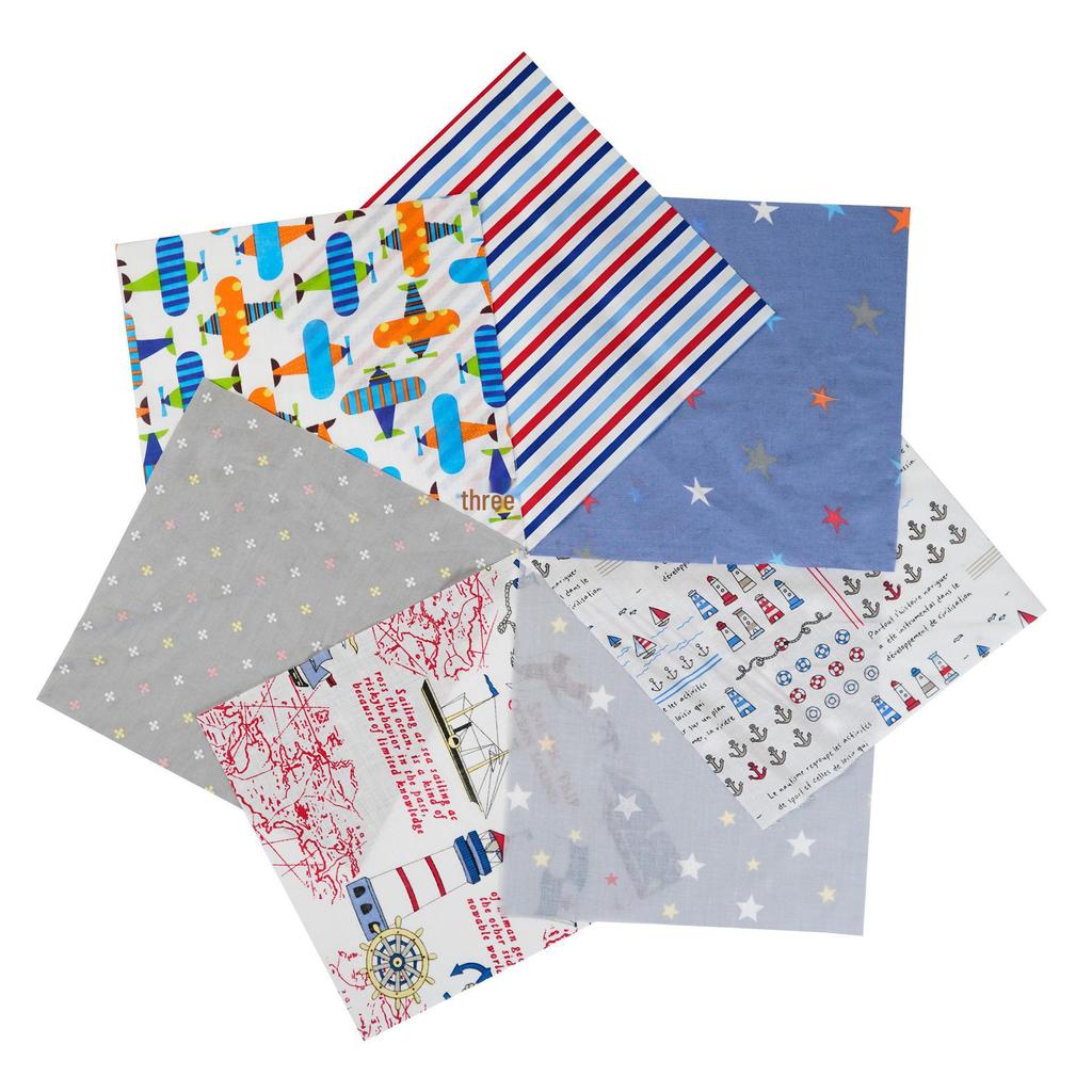 Набор хлопчатобумажной ткани 7 цветов для DIY проектов с цветочными, клетчатыми и гороховыми узорами