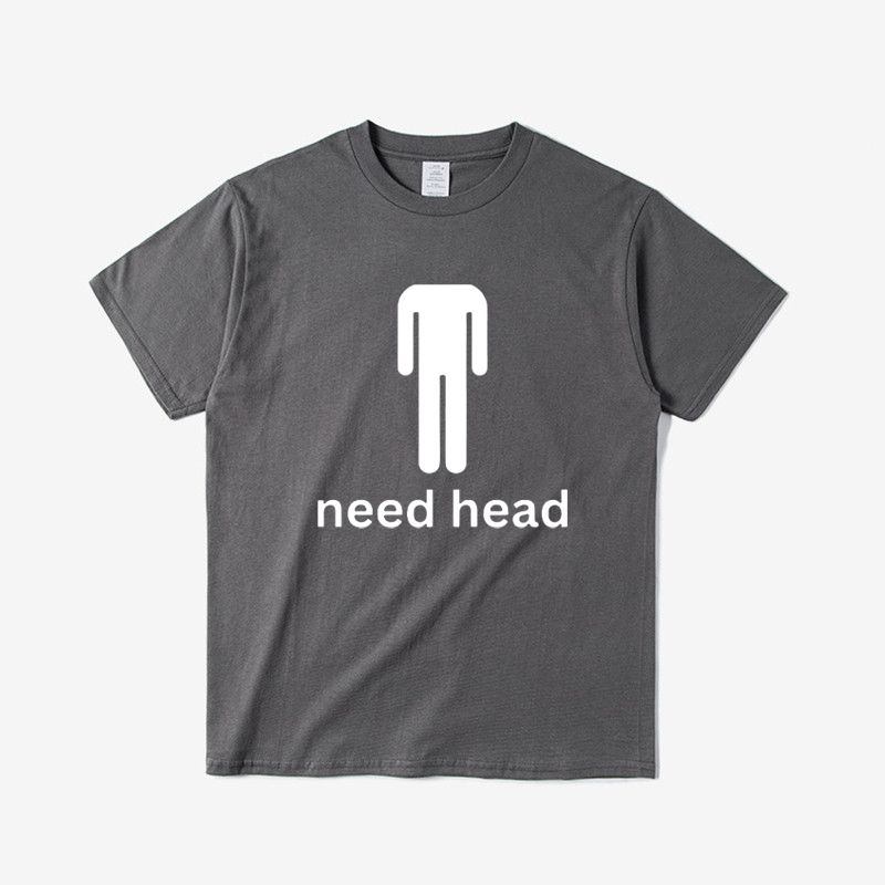 Need Head: A Multi-color Printed T-shirt with A Round Neck, Short Sleeve, Loose and Versatile, Suitable for Both Men and Women