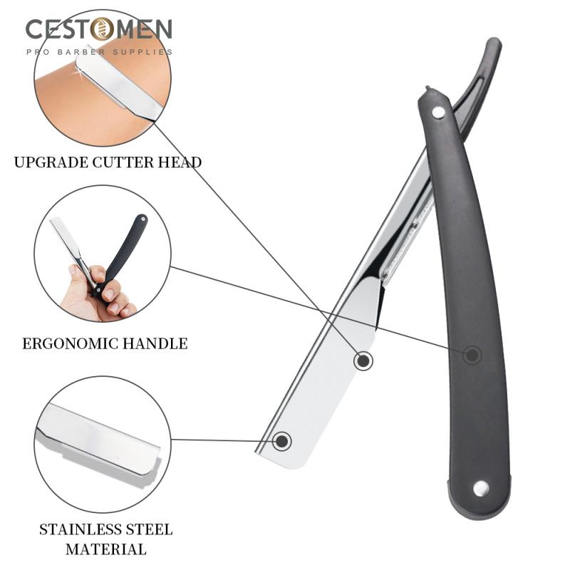 CESTOMEN Lightweight Plastic Handle Slick Out Type Man Shaving Razor Barber Hair Style Razor For Hair Cutting Removing