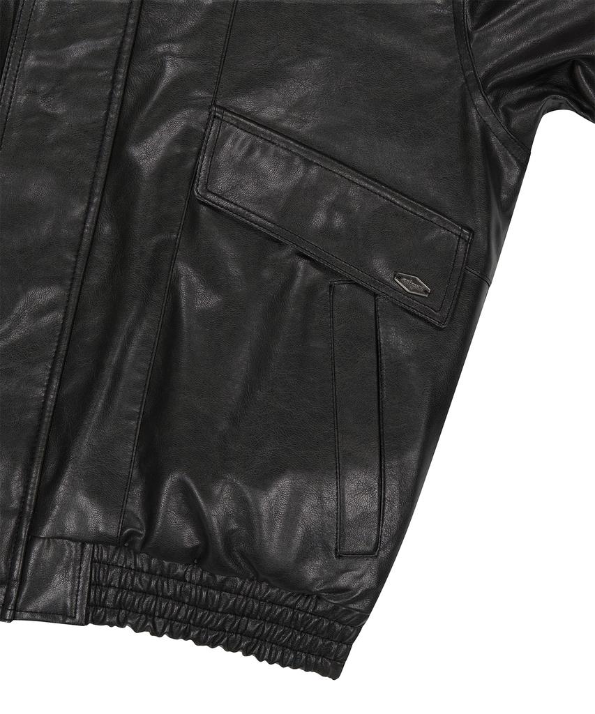 MAHAGRID Faux Leather Blouson Jacket[Black]