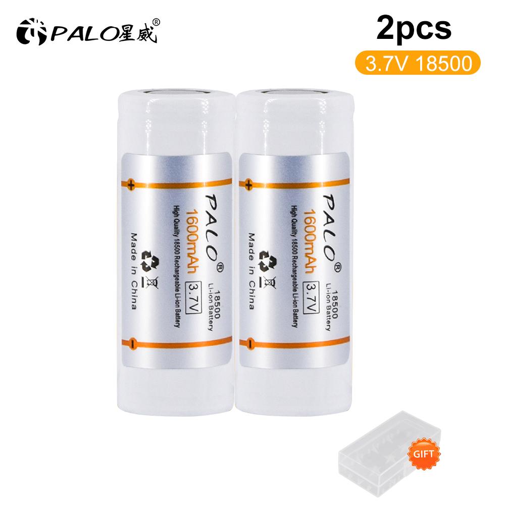 PALO 3.7V 18500 Li-ion Rechargeable Battery 18500 1600mAh 3.7V Lithium 18500 Li-ion Batteries for LED Flashlight