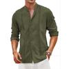 Cotton Linen Shirt Stand-up Collar European and American Men's Casual Buttons Summer Beach Vacation