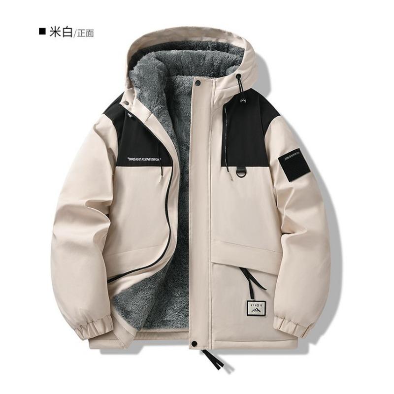 Мужские куртки для улицы на осень-зиму, с плюшевой подкладкой и утолщенные свободные хлопковые пальто для водонепроницаемой рабочей одежды, теплые