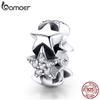 BAMOER Genuine 925 Sterling Silver Little Star To Star Beads Clear CZ Spacer Fit Women Bracelets