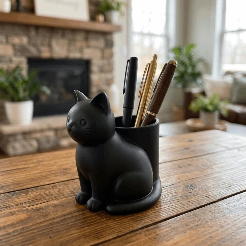 3D Printed Cat-Shaped Storage Tube Plastic Stationery Storage Box Funny Desk Organizer Office