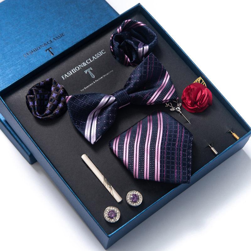 Men'S Tie Bow Tie Square Towel 8-Piece Gift Box Set Boyfriend Tie Gift