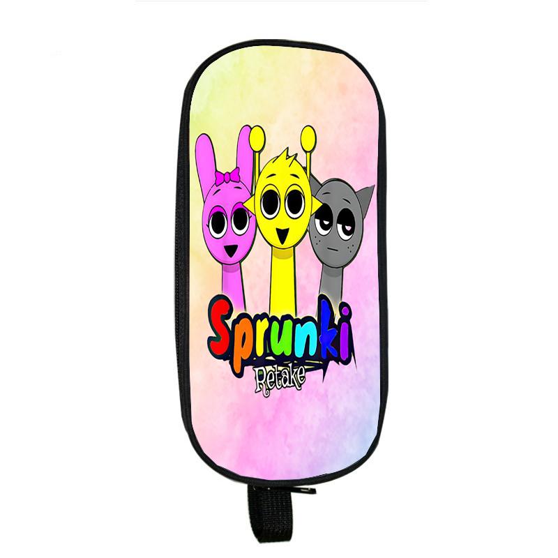 Пенал Sprunki Incredibox для студентов, двухслойный пенал для школьных принадлежностей с игрой в жанре ужасов, канцелярские принадлежности для детей, коробка для ручек