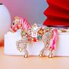 Keychain 2026 Year of Horse Key Chain Shiny Rhinestone Horse Animal Design Keychain Bag Charm Accessory
