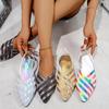 Women Sandals Women Flats Shoes 2025 Summer New Flat Hole Shoes Female Beach Jelly Sandals Simple Rainbow Plastic Sandals