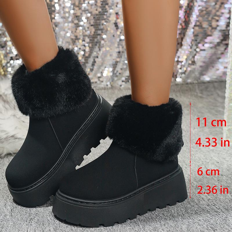 Fashion Chunky Platform Fur Ankle Boots Women 2025 New Back Zipper Faux Suede Snow Boots Woman Thick Bootm Warm Winter Booties Mujer
