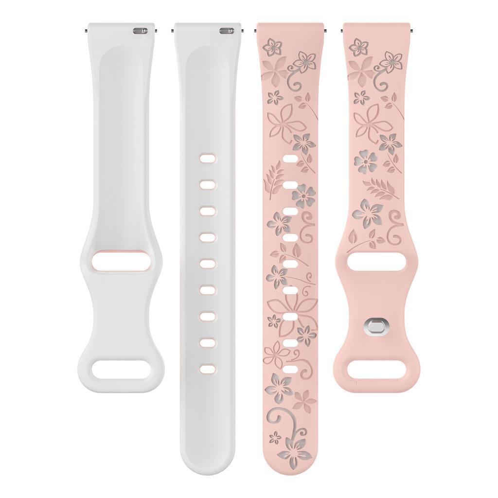 18mm 20mm 22mm Floral Engraved Band for Samsung Galaxy Watch 7 6 5 4 Cute Fancy Silicone Strap For Huawei Watch GT4 5 Pro/Active 2 Correa
