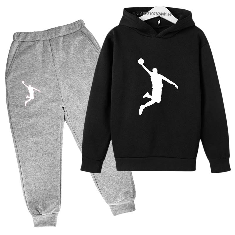 TZWYKids Casual Autumn Spring 2pcs Hoodie+Pants Letter Print Tracksuits 2-13 Years Boys Girls Simple Outfits Children Clothes Sets